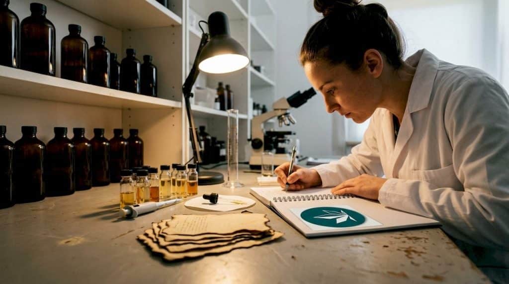 Científica trabajando con muestras de CBD en el laboratorio